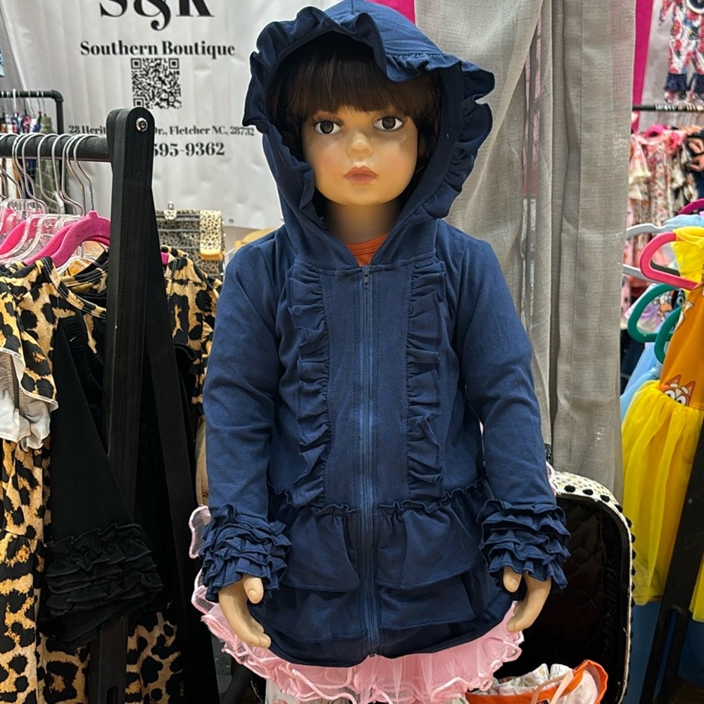 NWT blue ruffle light weight jacket with hood